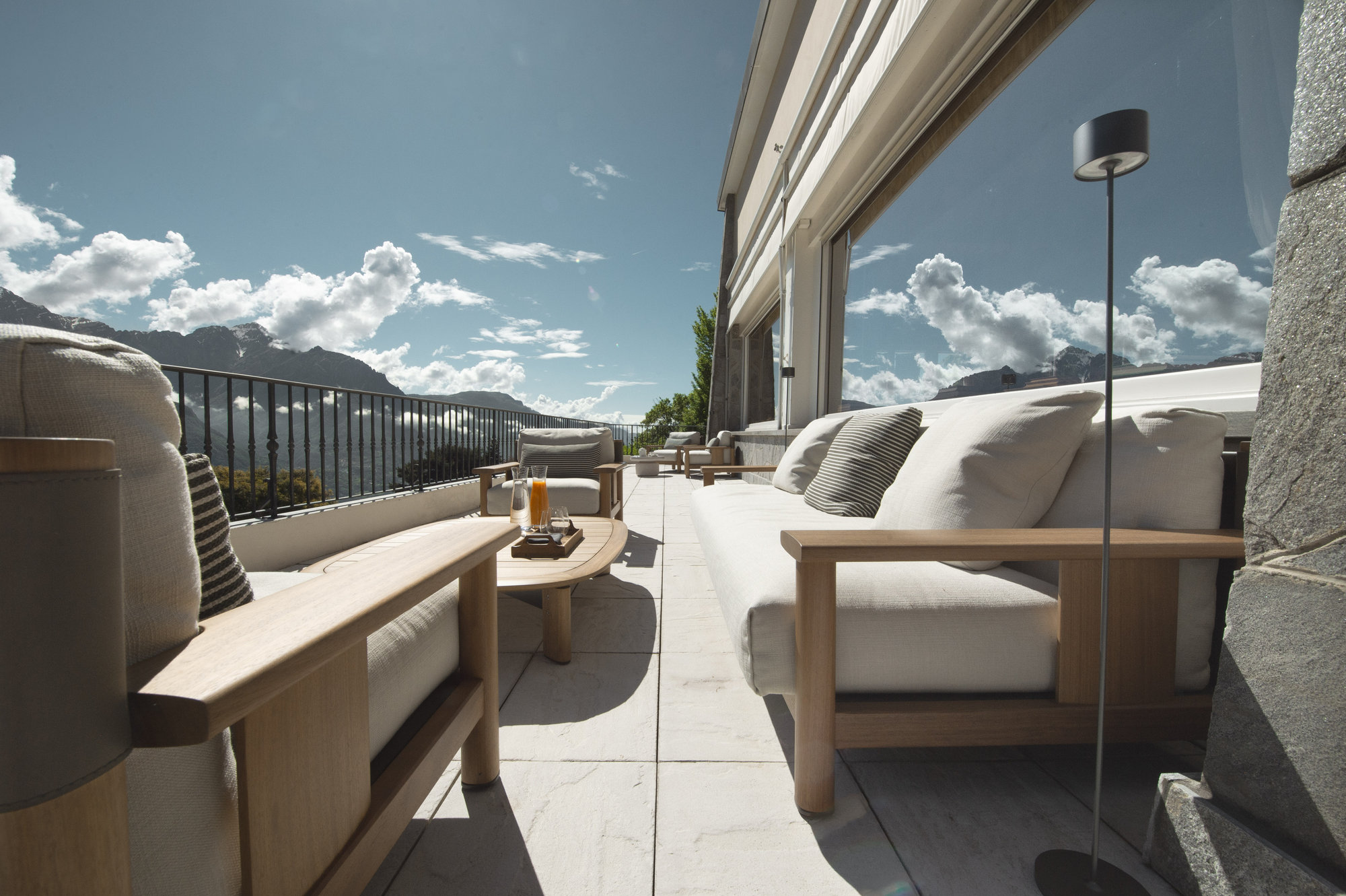Terrace lounge with panoramic mountain view